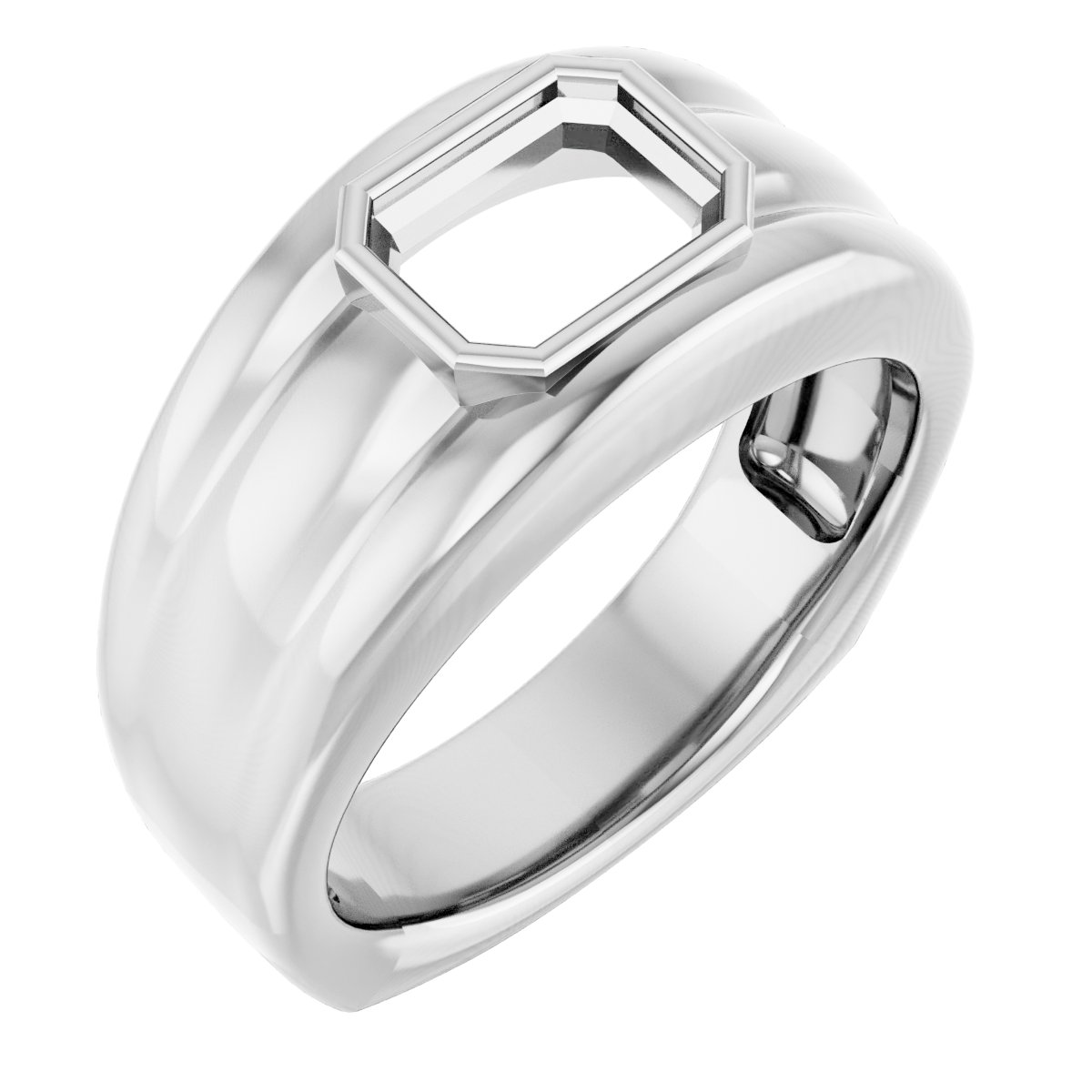 Grooved Bezel-Set Ring