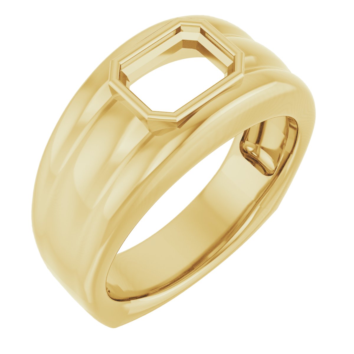 Grooved Bezel-Set Ring