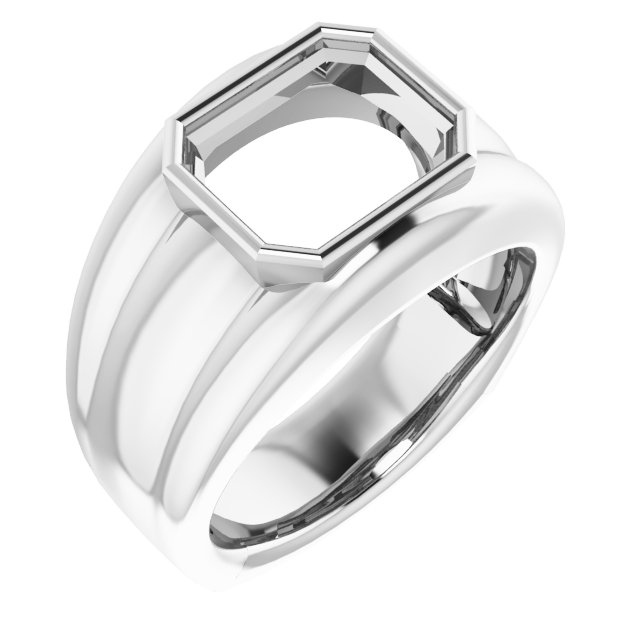 14K White 11x9 mm Emerald Ring Mounting