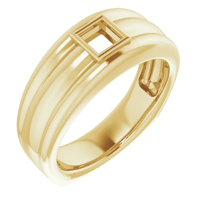 Grooved Bezel-Set Ring