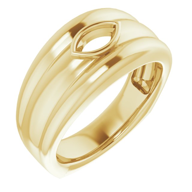 Grooved Bezel-Set Ring