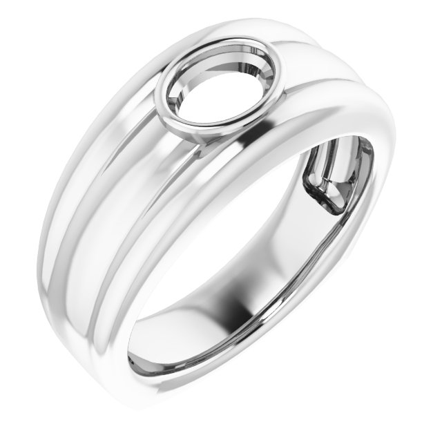 Grooved Bezel-Set Ring