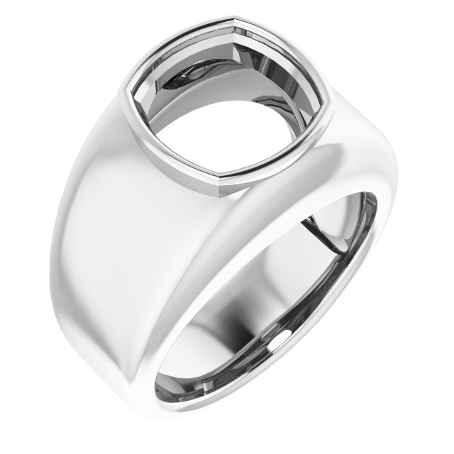 14K White 11 mm Cushion Ring Mounting
