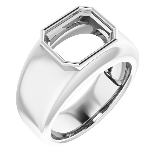 14K White 11x9 mm Emerald Ring Mounting