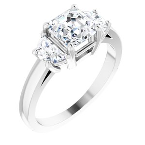 14K White Asscher Engagement Ring