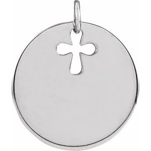 Sterling Silver Pierced Cross Disc Pendant 
