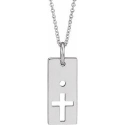 86811 / Neosadený / round / NECKLACE / Sterling Silver / 18 X 8 Mm / 16-18 In / Polished / Vertical Bar Cross Necklace Mounting