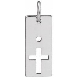 86811 / Pendant / Sterling Silver / 18X8 Mm / Polished / Vertical Bar Cross Pendant Mounting