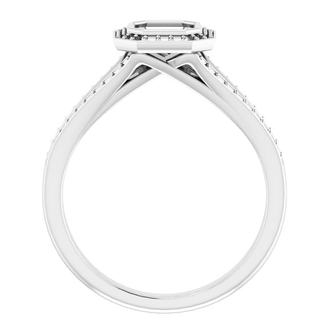 12x6 mm Marquise Halo-Style Bezel-Set Engagement Ring Mounting view 2