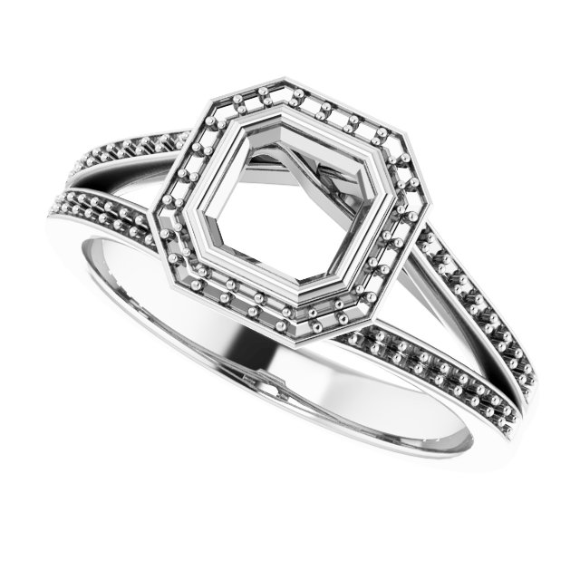12x6 mm Marquise Halo-Style Bezel-Set Engagement Ring Mounting view 5