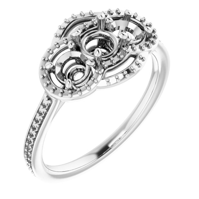Three-Stone Halo-Style Engagement Ring