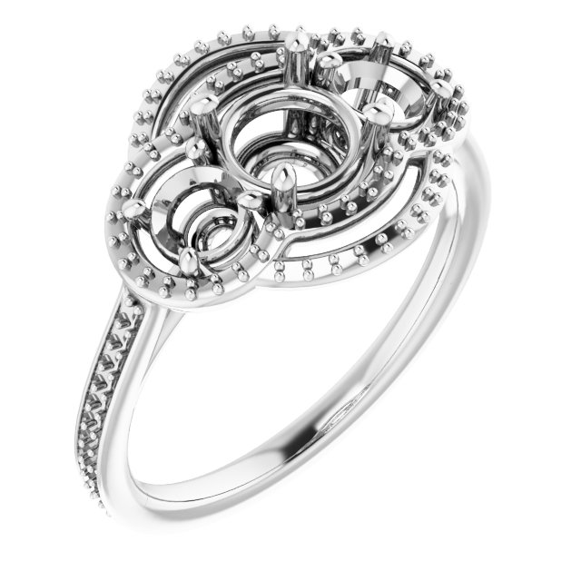 Three-Stone Halo-Style Engagement Ring