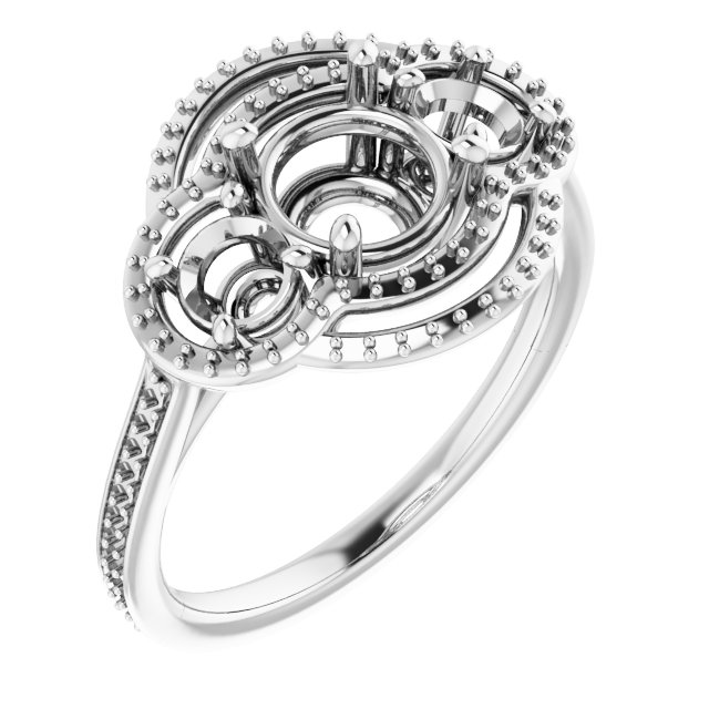Three-Stone Halo-Style Engagement Ring