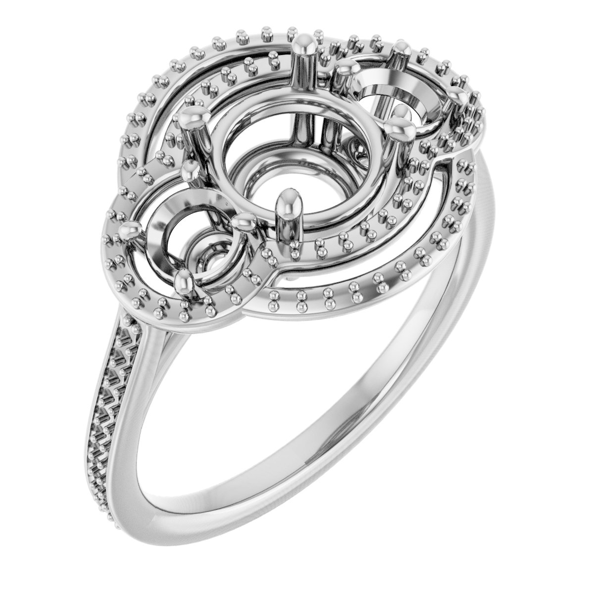Three-Stone Halo-Style Engagement Ring