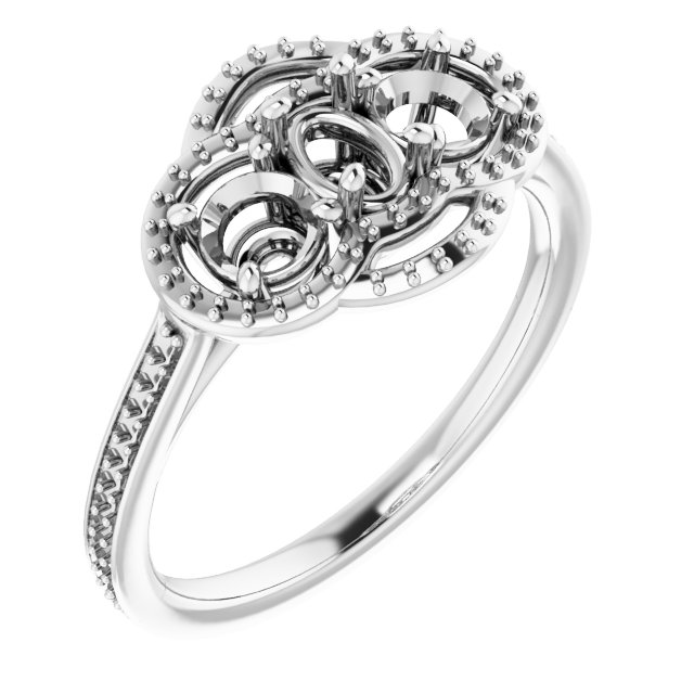 Three-Stone Halo-Style Engagement Ring