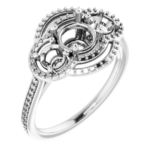 Three-Stone Halo-Style Engagement Ring