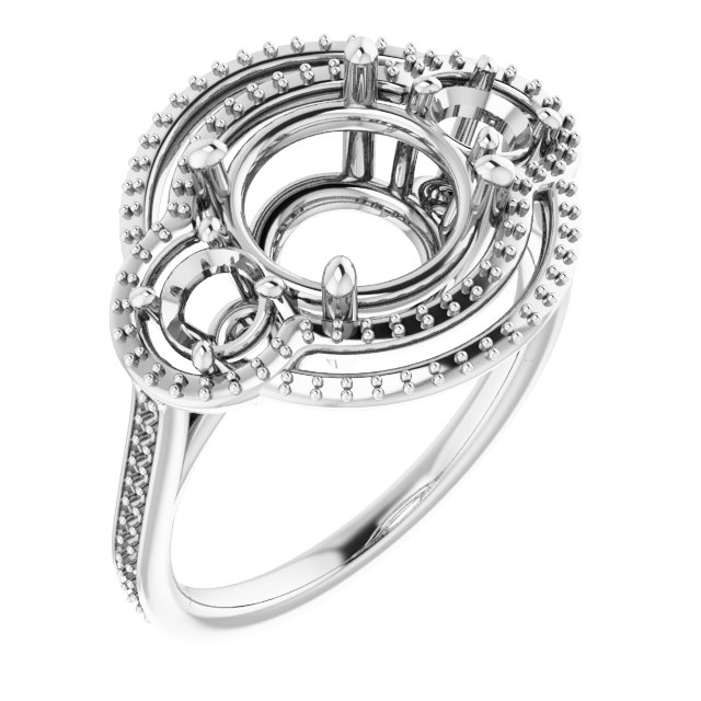 Three-Stone Halo-Style Engagement Ring