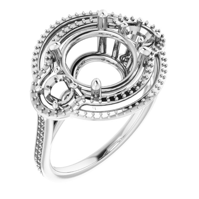 Three-Stone Halo-Style Engagement Ring