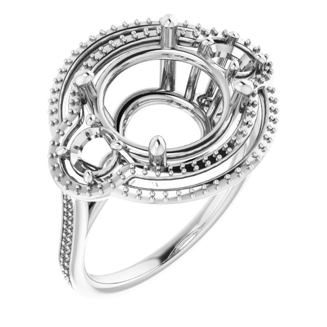 Three-Stone Halo-Style Engagement Ring