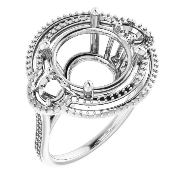 Three-Stone Halo-Style Engagement Ring