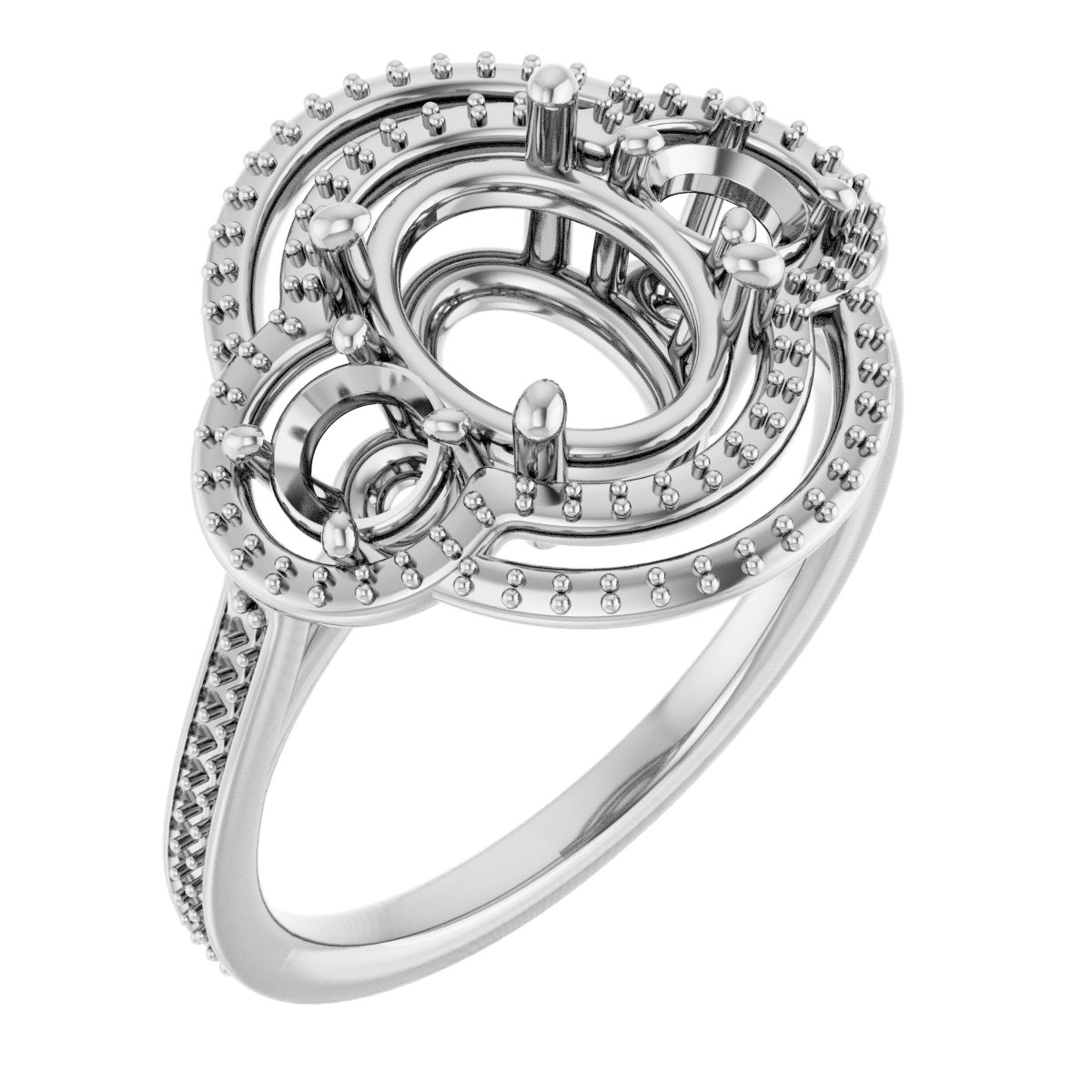 Three-Stone Halo-Style Engagement Ring