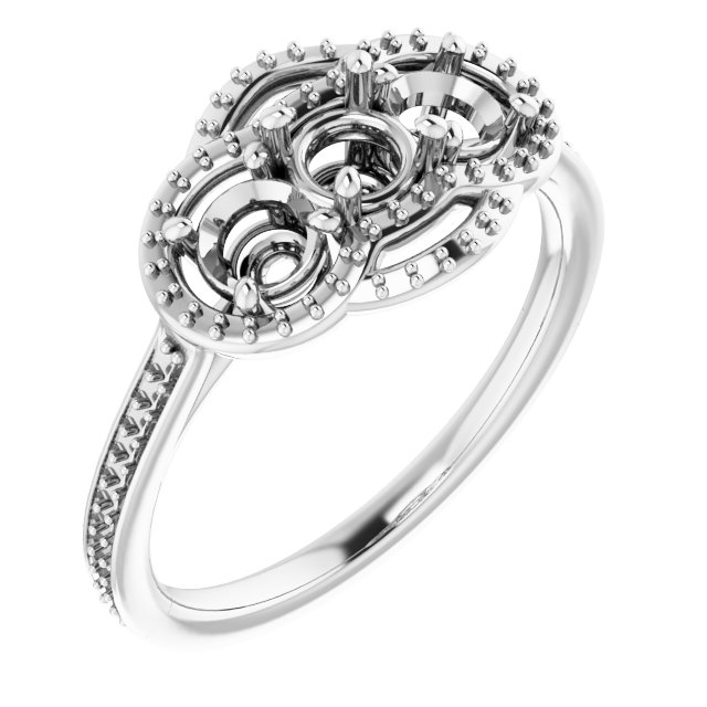 Three-Stone Halo-Style Engagement Ring