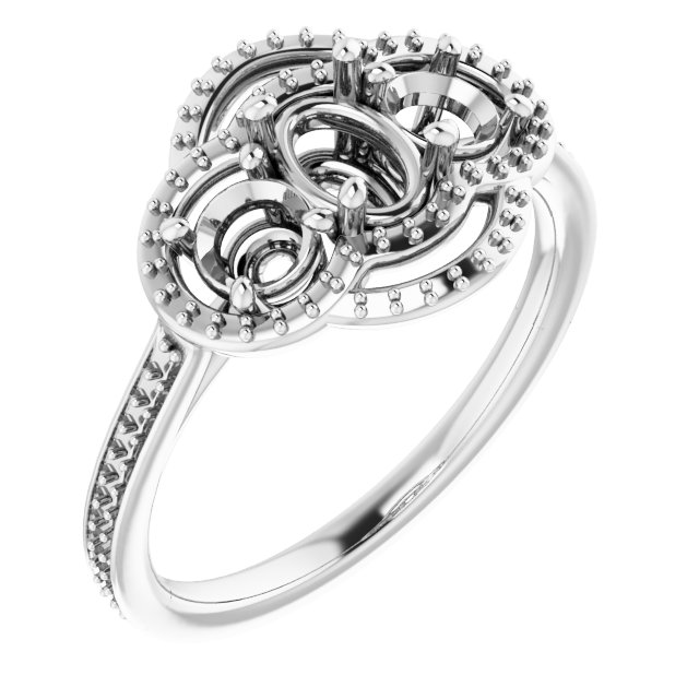 Three-Stone Halo-Style Engagement Ring
