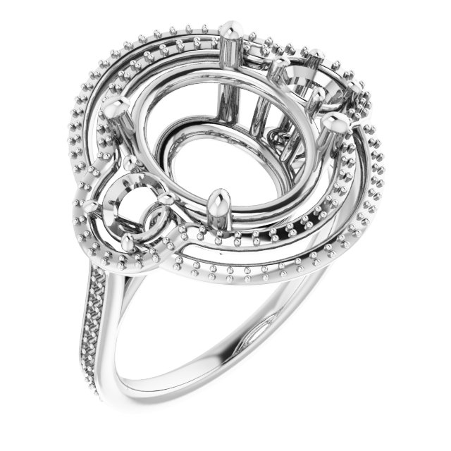 Three-Stone Halo-Style Engagement Ring