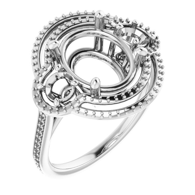 Three-Stone Halo-Style Engagement Ring