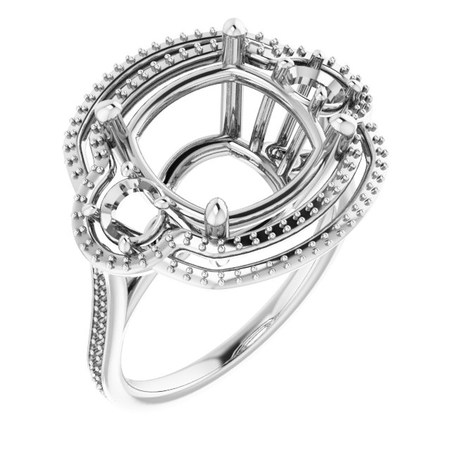 Three-Stone Halo-Style Engagement Ring