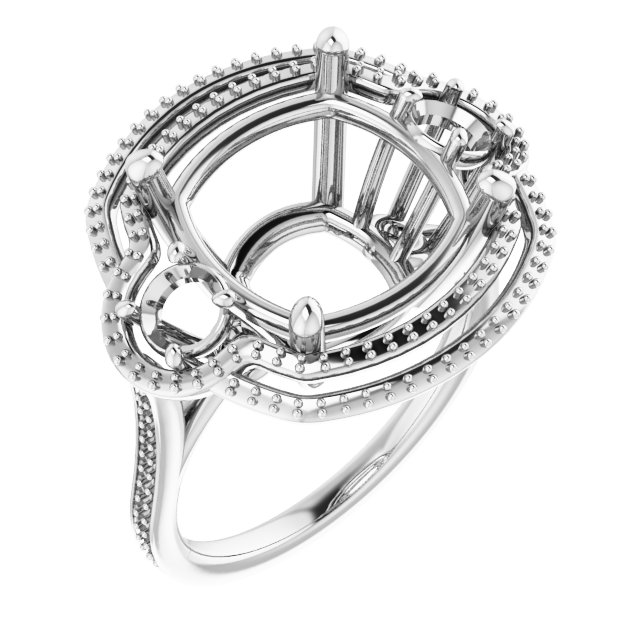 Three-Stone Halo-Style Engagement Ring