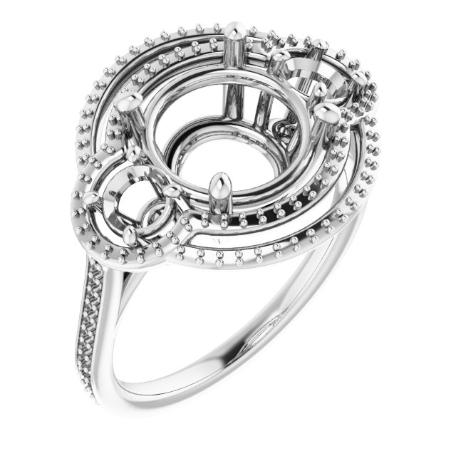 Three-Stone Halo-Style Engagement Ring
