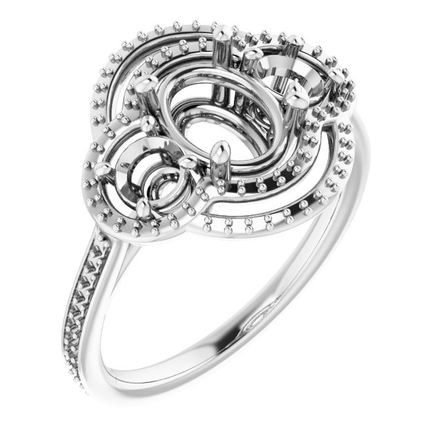 Three-Stone Halo-Style Engagement Ring