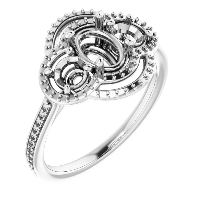 Three-Stone Halo-Style Engagement Ring