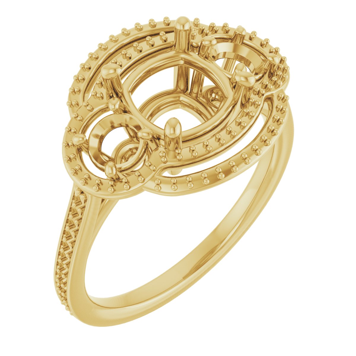 Three-Stone Halo-Style Engagement Ring