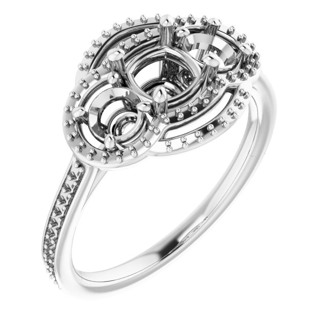 Three-Stone Halo-Style Engagement Ring
