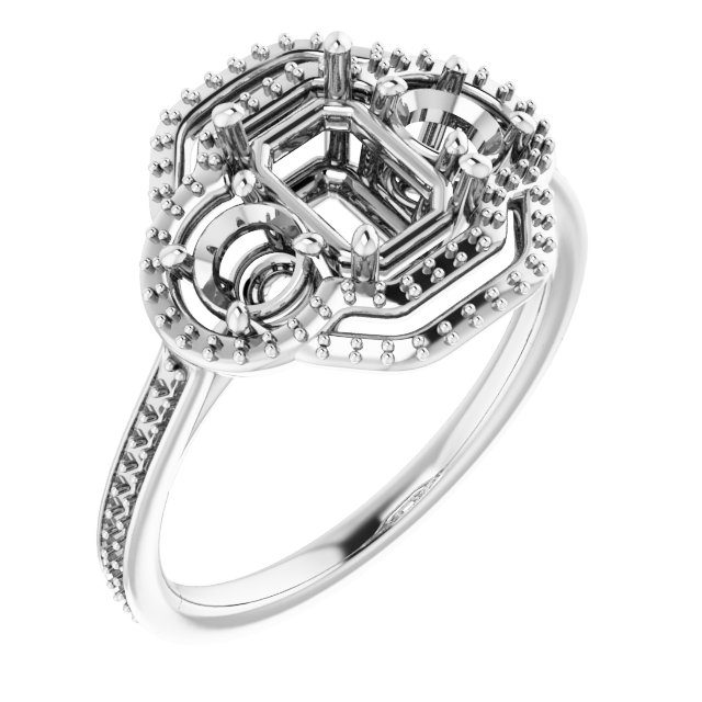 Three-Stone Halo-Style Engagement Ring