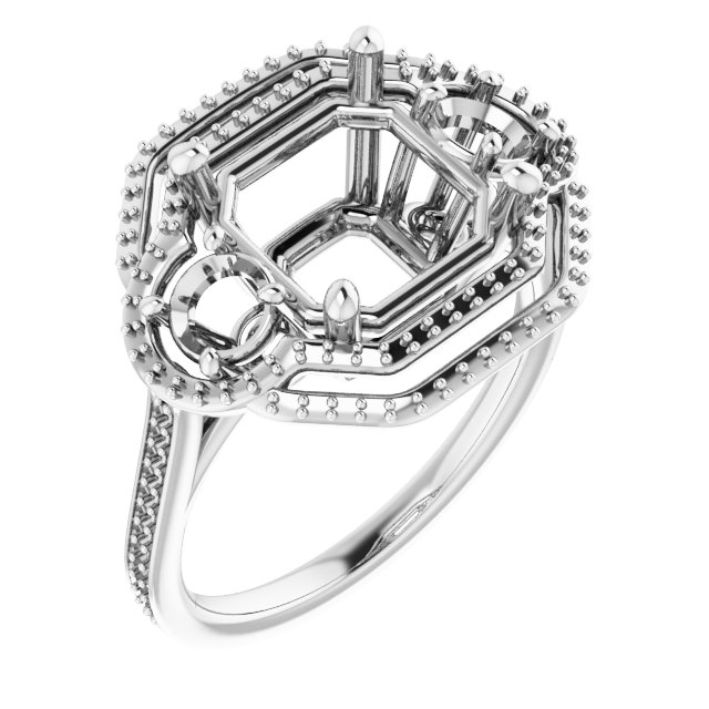 Three-Stone Halo-Style Engagement Ring