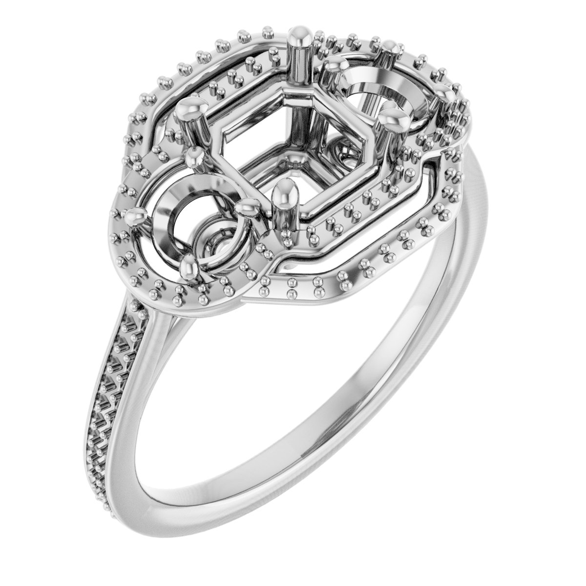 Three-Stone Halo-Style Engagement Ring