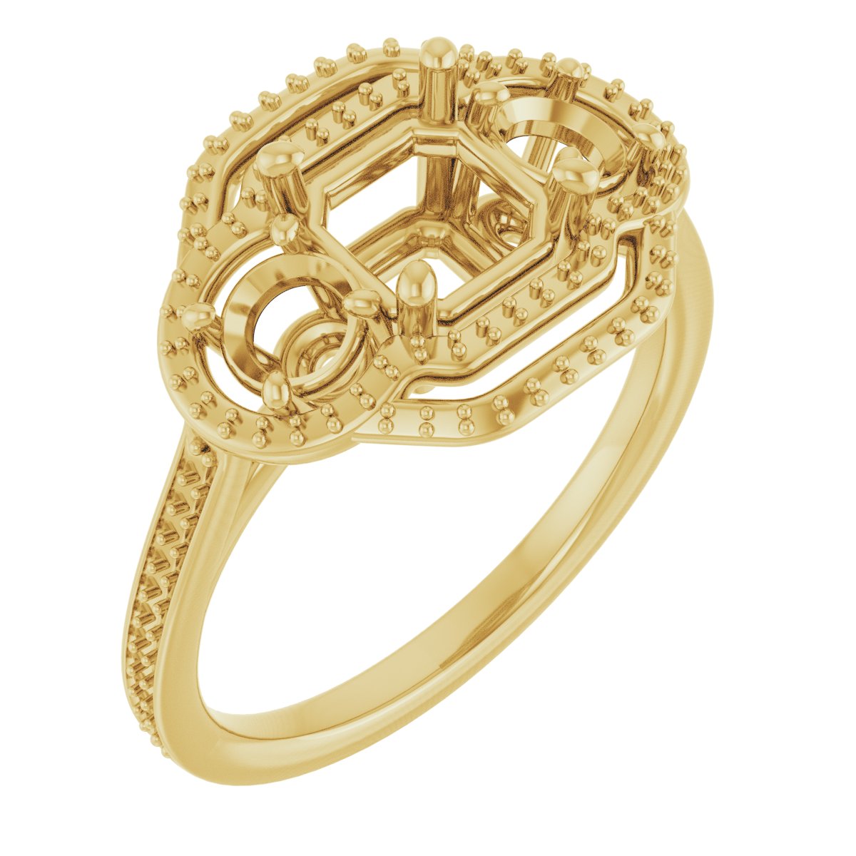 Three-Stone Halo-Style Engagement Ring