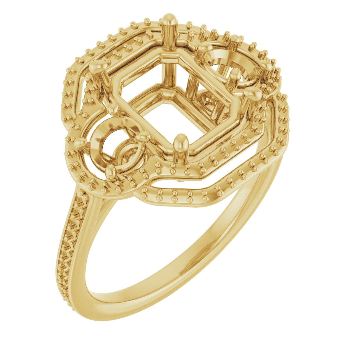 Three-Stone Halo-Style Engagement Ring
