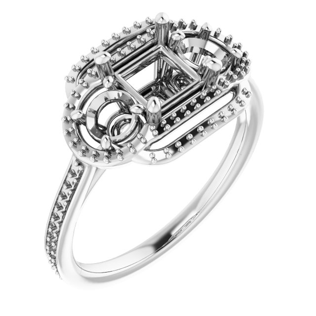 Three-Stone Halo-Style Engagement Ring