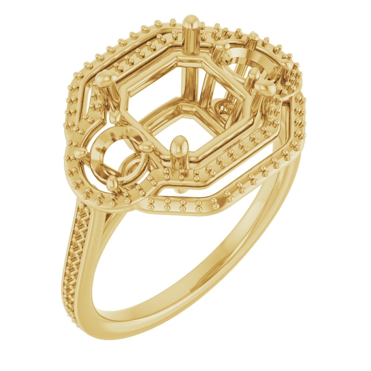 Three-Stone Halo-Style Engagement Ring