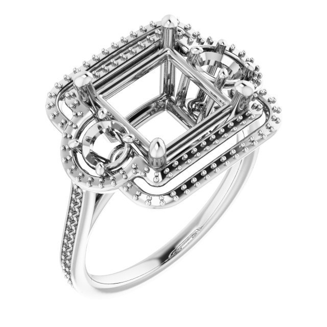 Three-Stone Halo-Style Engagement Ring