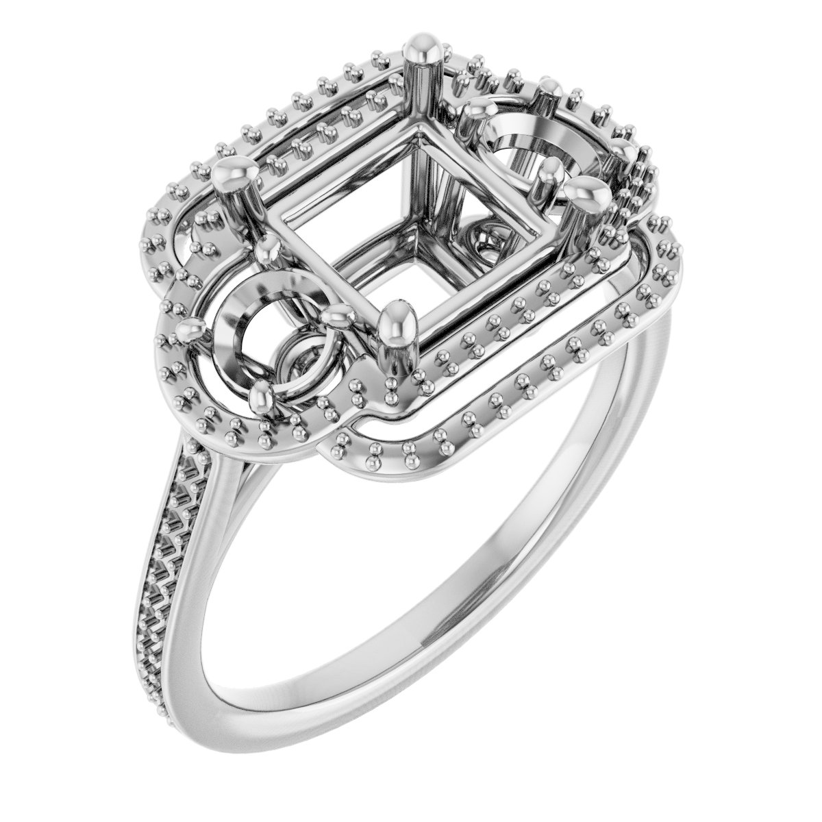 Three-Stone Halo-Style Engagement Ring
