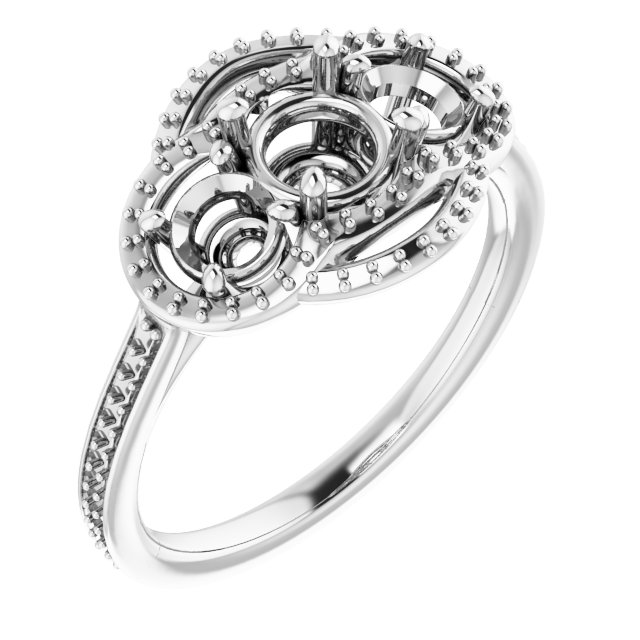 Three-Stone Halo-Style Engagement Ring