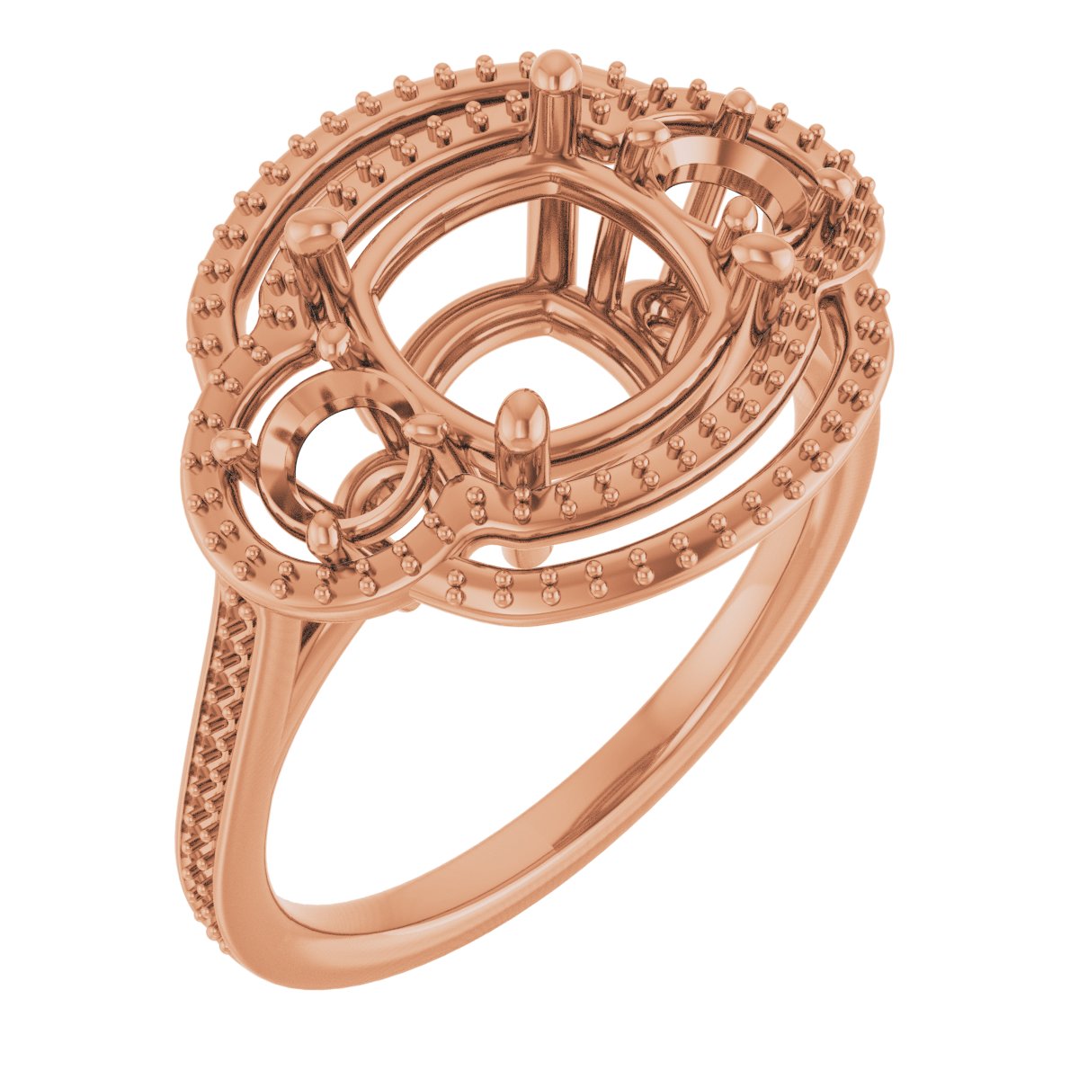 Three-Stone Halo-Style Engagement Ring