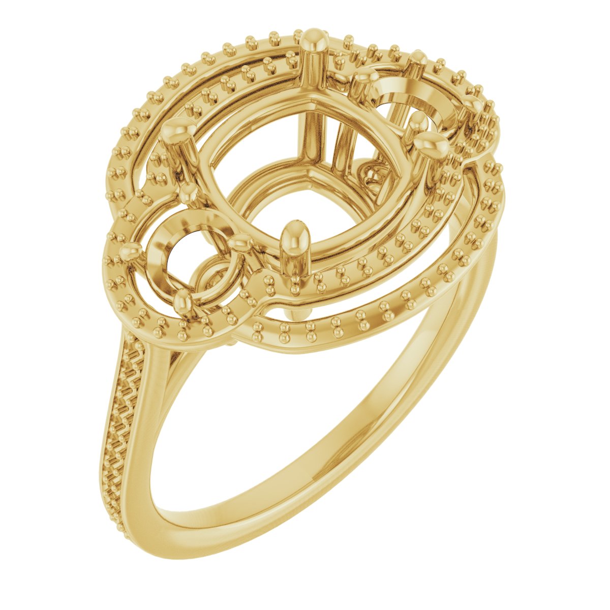 Three-Stone Halo-Style Engagement Ring
