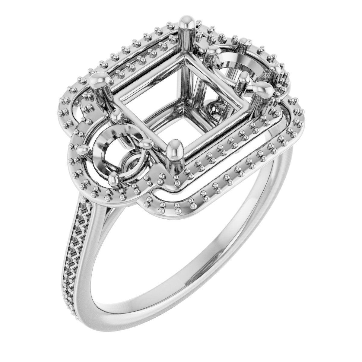 Three-Stone Halo-Style Engagement Ring