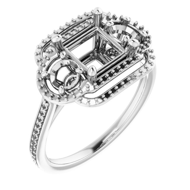 Three-Stone Halo-Style Engagement Ring